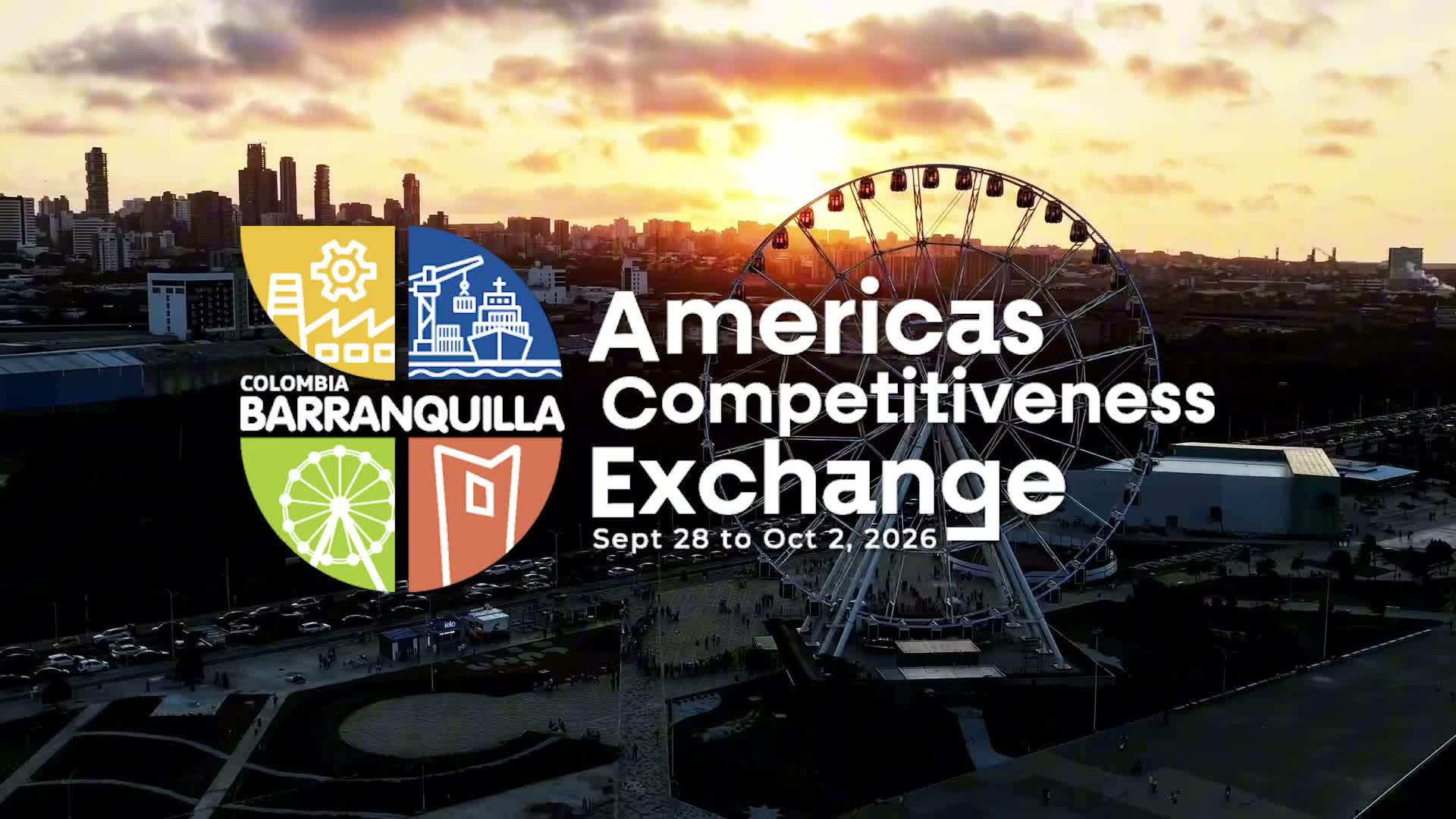 Official ACE Barranquilla 2026 event artwork with the city skyline